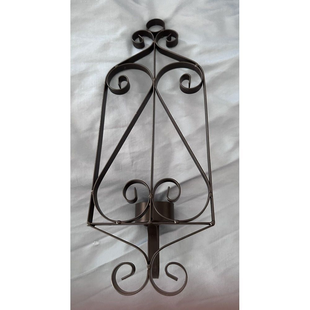 Vintage Metal Wrought Iron Gothic Wall Sconce Candle Holder - Picture 3 of 4